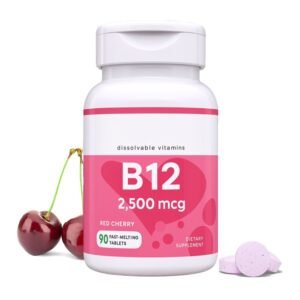 Vegan B12 Supplement- Cherry Flavor 2,500 mcg - 90 Tablets
