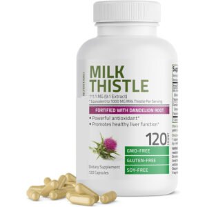 Milk Thistle 1000mg with Dandelion Root – Liver Support Supplement, Antioxidant Boost – 120 Capsules, Non-GMO, Gluten-Free