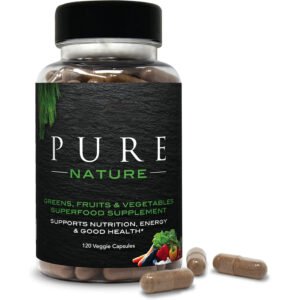 Organic Greens & Fruits Supplement – 120 Veggie Capsules – Whole Food Superfood Blend