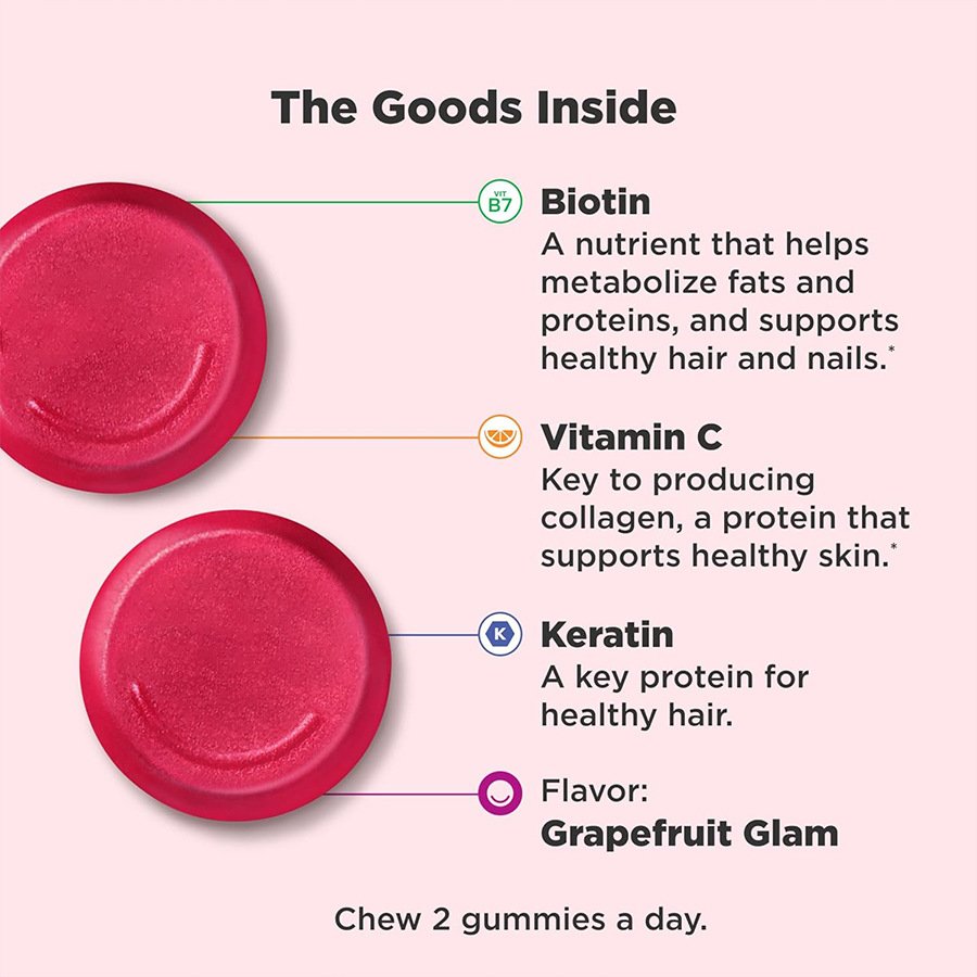 Keratin Gummies for Hair & Nails – Biotin & Vitamin C Supplement – Natural Fruit Flavor, 60 Count 5 O1CN01jr6dEt28yyLht9191 2216240458002 0 cib